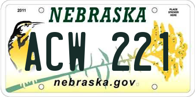 NE license plate ACW221