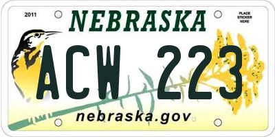 NE license plate ACW223