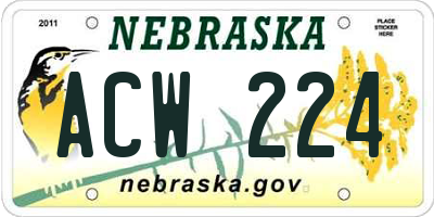 NE license plate ACW224