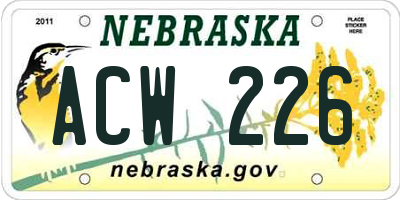 NE license plate ACW226