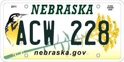 NE license plate ACW228