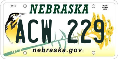 NE license plate ACW229