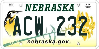 NE license plate ACW232