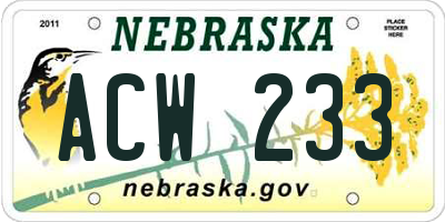 NE license plate ACW233