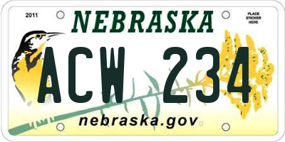 NE license plate ACW234