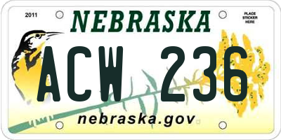 NE license plate ACW236