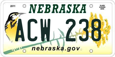 NE license plate ACW238