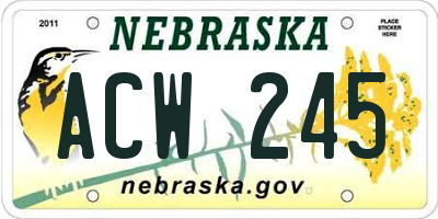 NE license plate ACW245