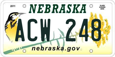 NE license plate ACW248