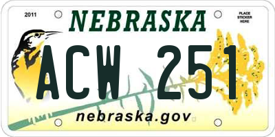 NE license plate ACW251