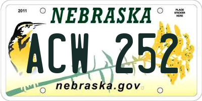 NE license plate ACW252