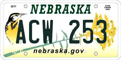 NE license plate ACW253