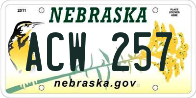 NE license plate ACW257