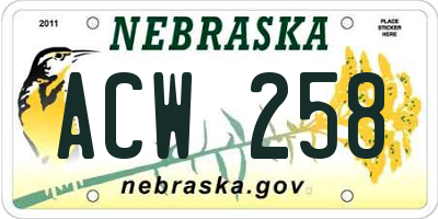 NE license plate ACW258