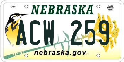 NE license plate ACW259