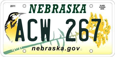 NE license plate ACW267