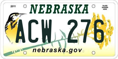 NE license plate ACW276