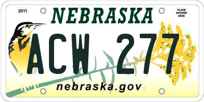 NE license plate ACW277