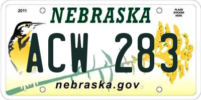 NE license plate ACW283