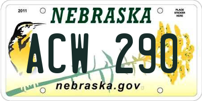 NE license plate ACW290