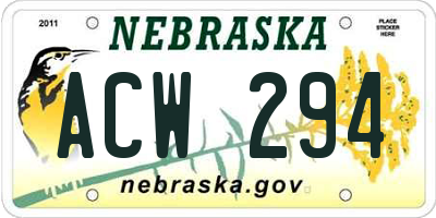 NE license plate ACW294