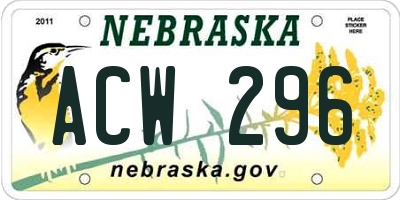 NE license plate ACW296