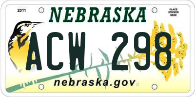 NE license plate ACW298