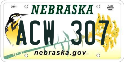 NE license plate ACW307