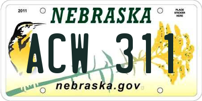 NE license plate ACW311