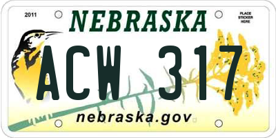 NE license plate ACW317