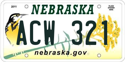 NE license plate ACW321