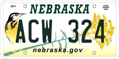 NE license plate ACW324