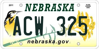 NE license plate ACW325