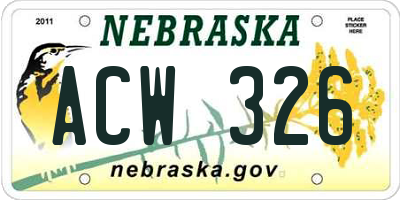 NE license plate ACW326