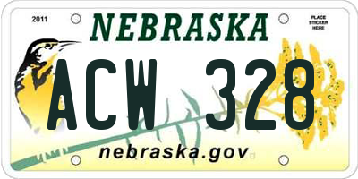 NE license plate ACW328