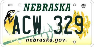 NE license plate ACW329