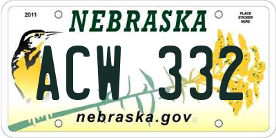 NE license plate ACW332