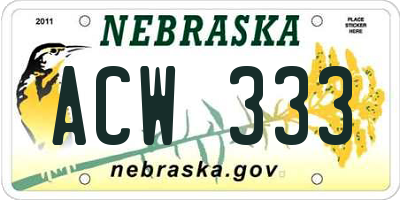 NE license plate ACW333