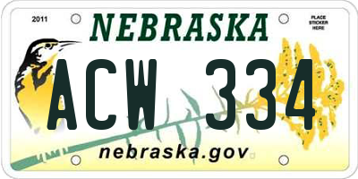 NE license plate ACW334