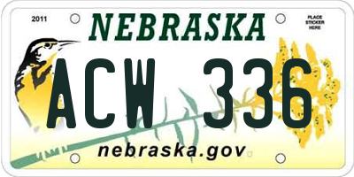 NE license plate ACW336