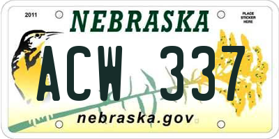 NE license plate ACW337