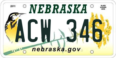 NE license plate ACW346