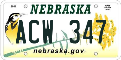 NE license plate ACW347