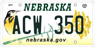 NE license plate ACW350