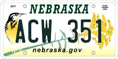 NE license plate ACW351