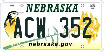 NE license plate ACW352