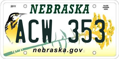 NE license plate ACW353