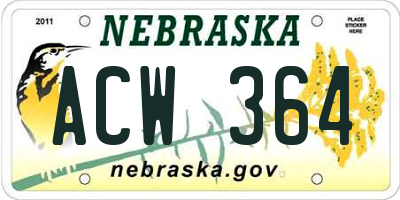 NE license plate ACW364