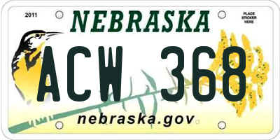 NE license plate ACW368