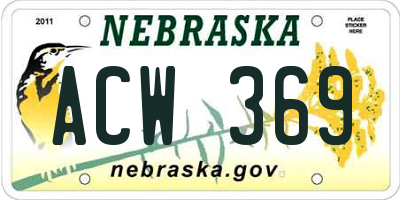 NE license plate ACW369